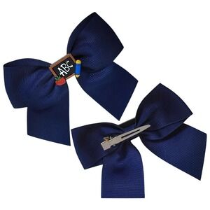 Navy Blue Kids Hair Bow Set of 2